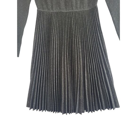Theory Pleated Long Sleeve Sweater Dress Small Gray Wool Flannel Office Neutral - Picture 5 of 15